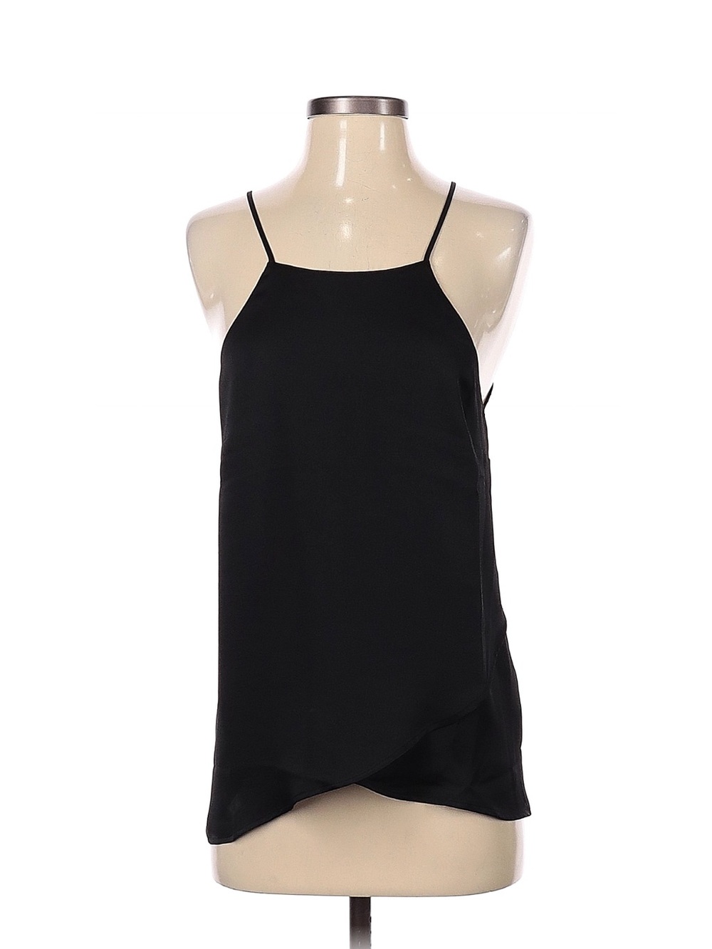 Lush Black Draped Hem Spaghetti Strap Cami